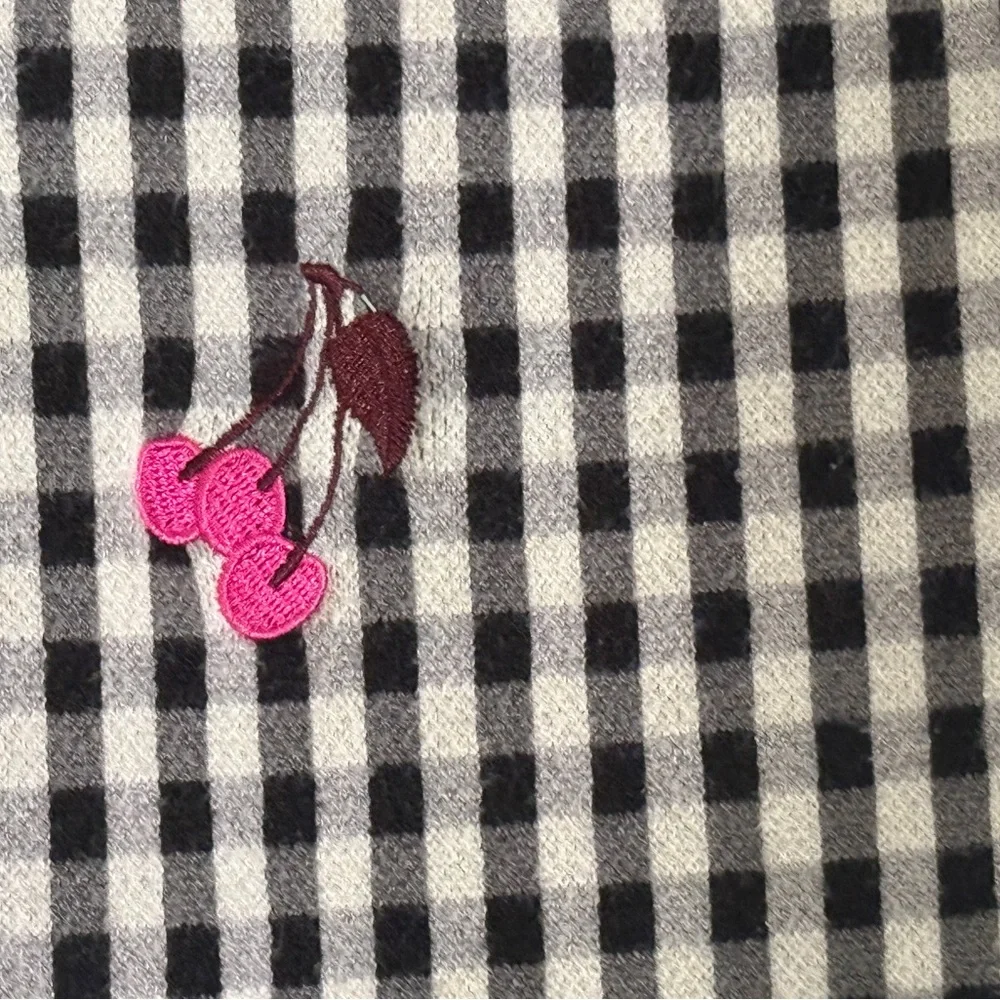 Maeve Anthropologie Sweater Vest Women’s Gingham Embroidered Cherries Large - Picture 12 of 14